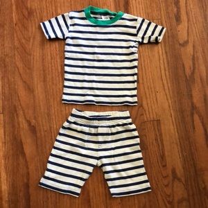 Mini Boden Blue & White Striped Short sleeve and short pajama set cotton